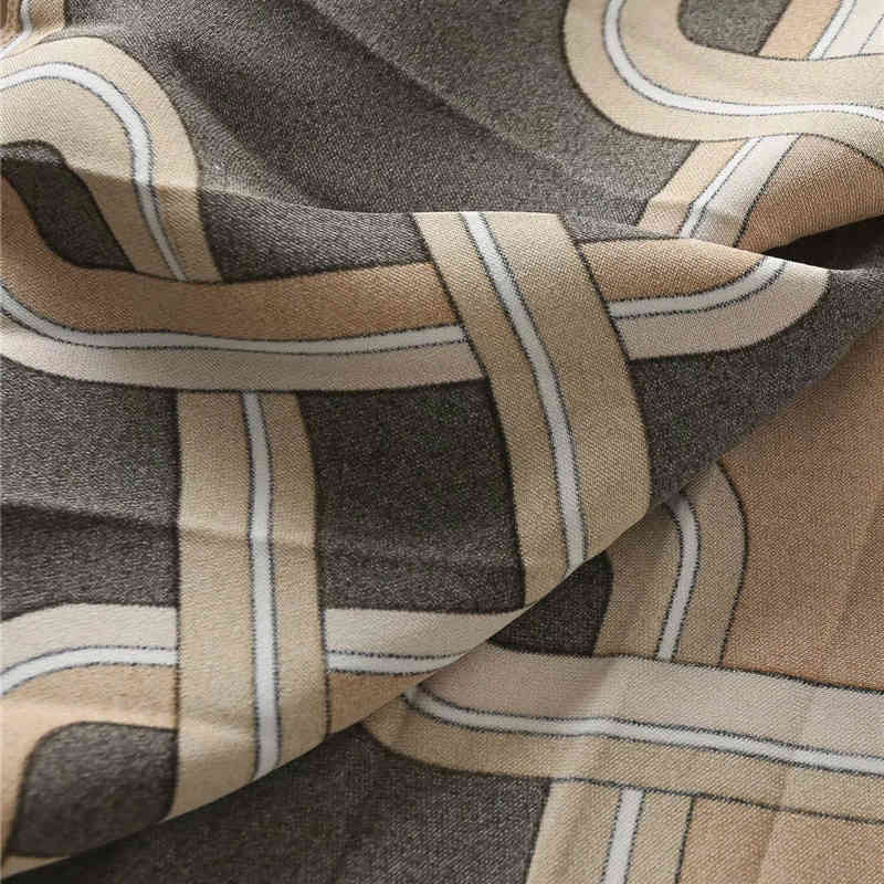 Women Vintage Chain Print Long Skirts Spring Female Chic Yellow Pleated A-line Skirt High Waist Casual Femme 210421