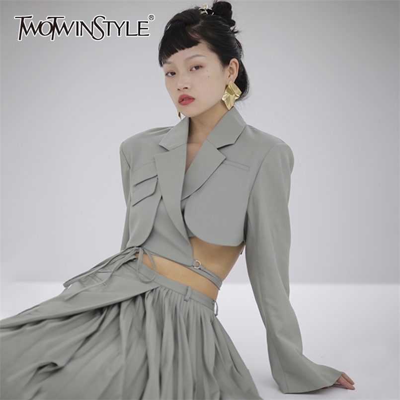 Sexy Asymmetrical Blazer Women Notched Long Sleeve Slim Waistless Short Irregular Tops Female Clothing Fashion 210524, Green
Sexy Asymmetrical Blazer Women Notched Long Sleeve Slim Waistless Short Irregular Tops Female Clothing Fashion 210524, Green