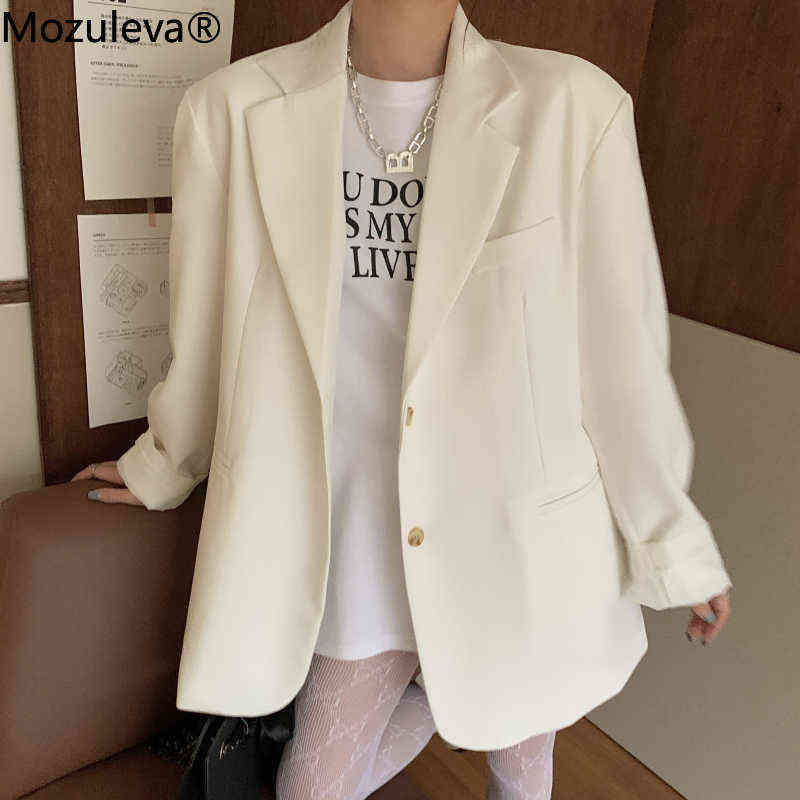 Mozuleva Chic Loose Amrygreen Women Blazer Spring Summer Single Breasted Female Suit Jacket Full Sleeve Oversize Outwear 211122