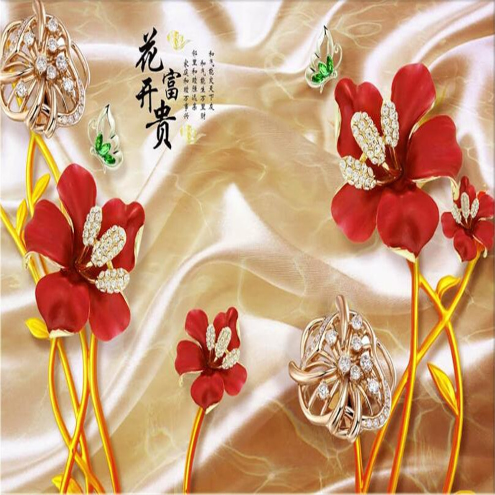 Custom Photo Wallpaper Stereo Mural 3d rich jewelry flowers TV backdrop wall paper papel de parede 3d