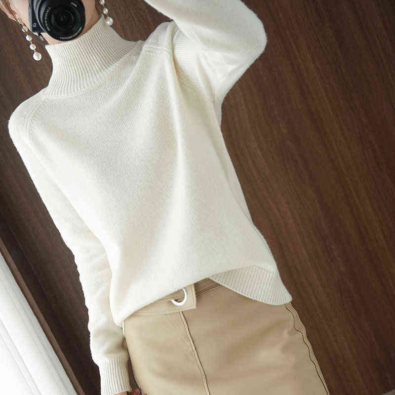 Turtleneck Cashmere Women Sweaters Solid Casual Long Sleeve Knitted Jumper Female Bottoming Pullover Sweaters Autumn Winter 211109