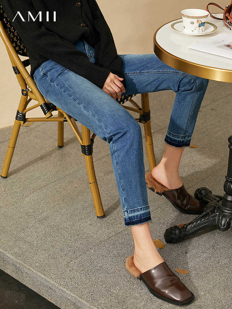 Minimalism Winter Women's Jeans Fashion OLstyle Fleece Straight Female Trousers Causal For Women 12030585 210527