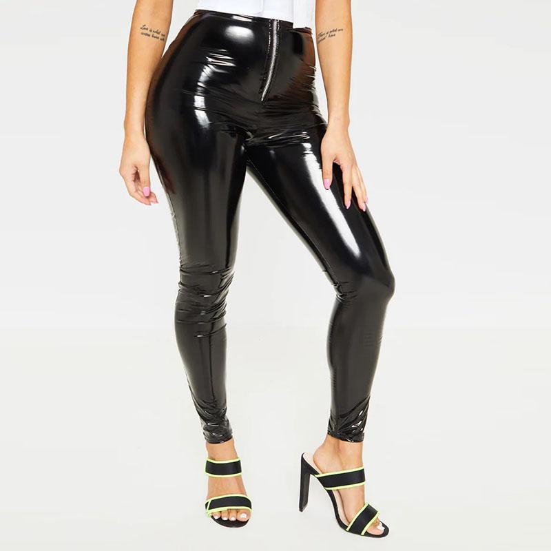 

Women's Pants & Capris Women Stretchy Faux Leather Leggings PVC Pencil Ladies Sexy Latex Black High Waisted Tights PU Trousers Custom