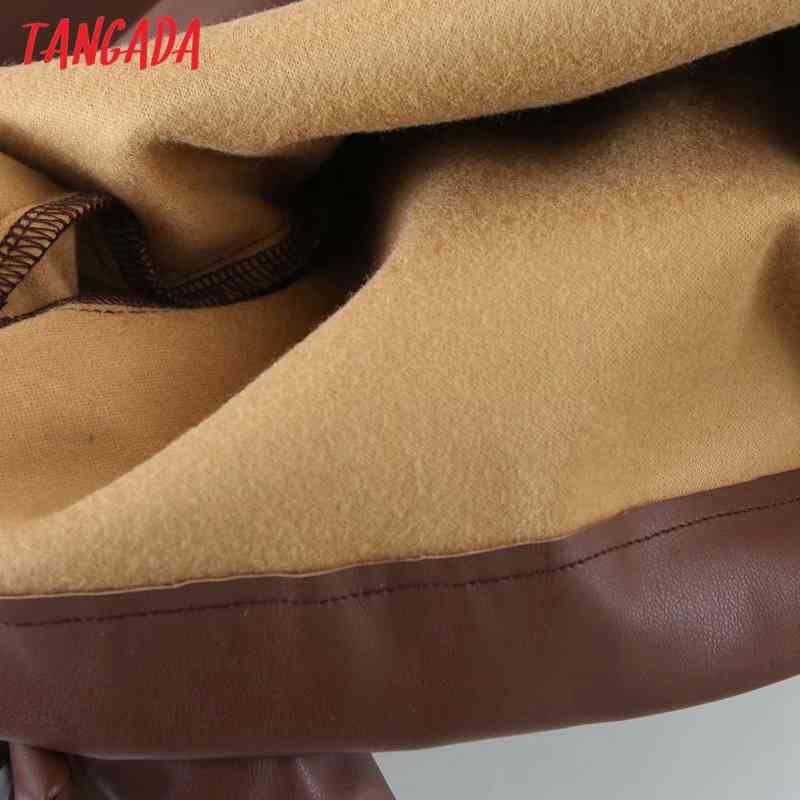 Women Faux Leather Brown Skirts Bow Zipper French Style Female Mini Skirt QD04 210416
