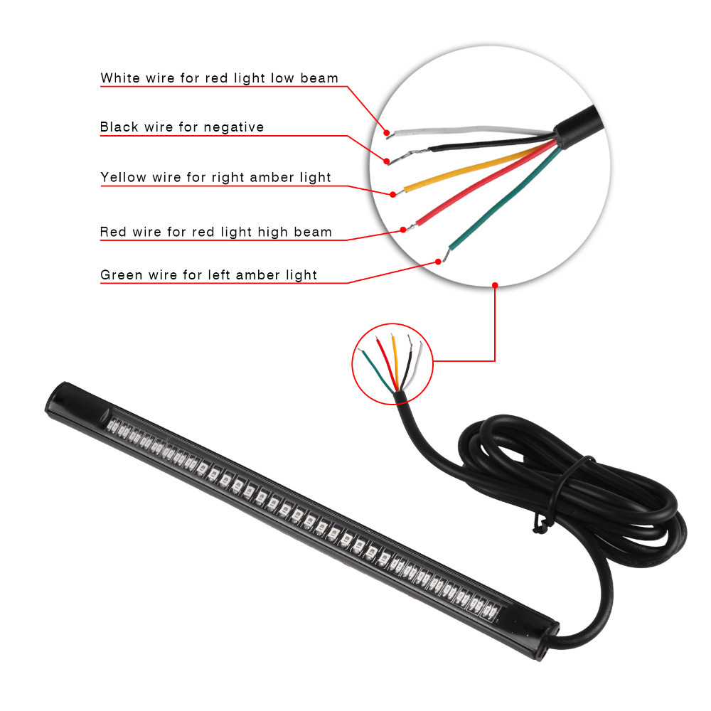 48 SMD Flexible LED Motorcycle Strip Turn Signal Tail Rear Brake Stop Dual Color Yellow Red Light Waterproof Bulb lamp