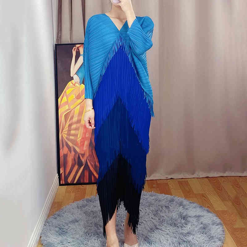 Spring Summer Tassel Dress Women Stitching Color Long Loose Dresses Plus Size Ladies Party Clothes 2D1608 210526