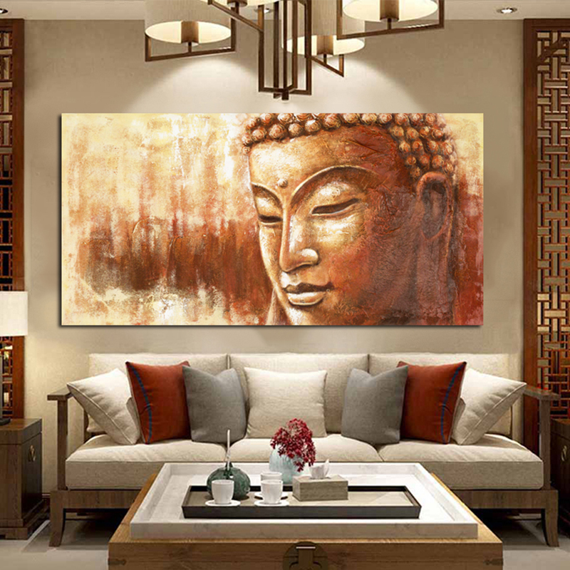 Large Size Buddha Poster Print Canvas Painting Golden Buddha Wall Pictures For Living Room Modern Decor Art Unframed