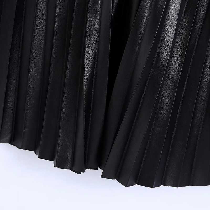 Women PU Leather Deep V Neck Pressed Pleat Splicing Mini Dress Female Sleeveless Clothes Casual Lady Loose Vestido D6967 210630