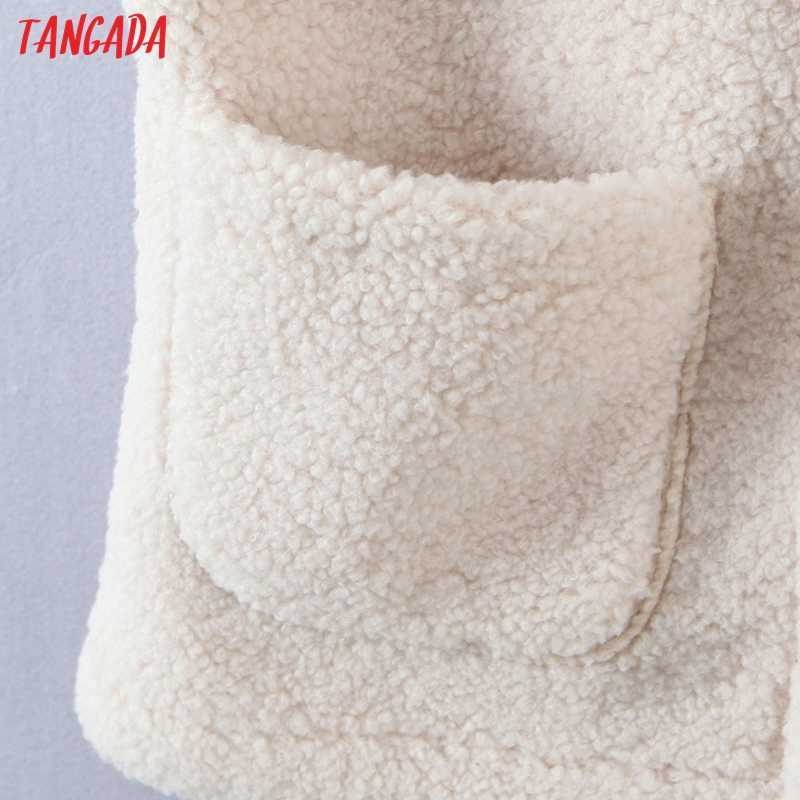 Tangada Winter Fleece Vest for Women Waistcoat Sleeveless Jacket Pocket Warm Tops 8H127 211220