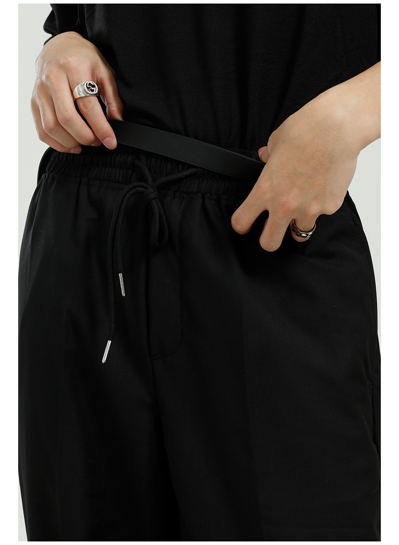 IEFB Spring Korean Trend Causal Sweatpants Loose Straight Elastic Drawstring Waist Casual Pants For Men Wide Leg 9Y5417 210524