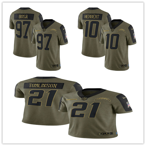Los AngelesChargersMEN WOMEN YOUTH LaDainian Tomlinson Joey Bosa Justin Herbert 2021 Salute To Service Limited football Jersey
Los AngelesChargersMEN WOMEN YOUTH LaDainian Tomlinson Joey Bosa Justin Herbert 2021 Salute To Service Limited football Jersey