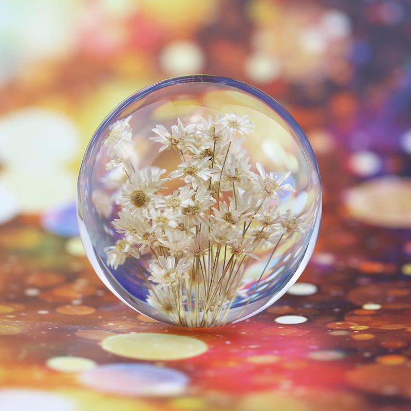

Novelty Items Natural White Daisy Crystal Glass Resin Lens Ball 70mm Real Plants Flower Specimen Christmas Love Gift With Box Home Decor Glo