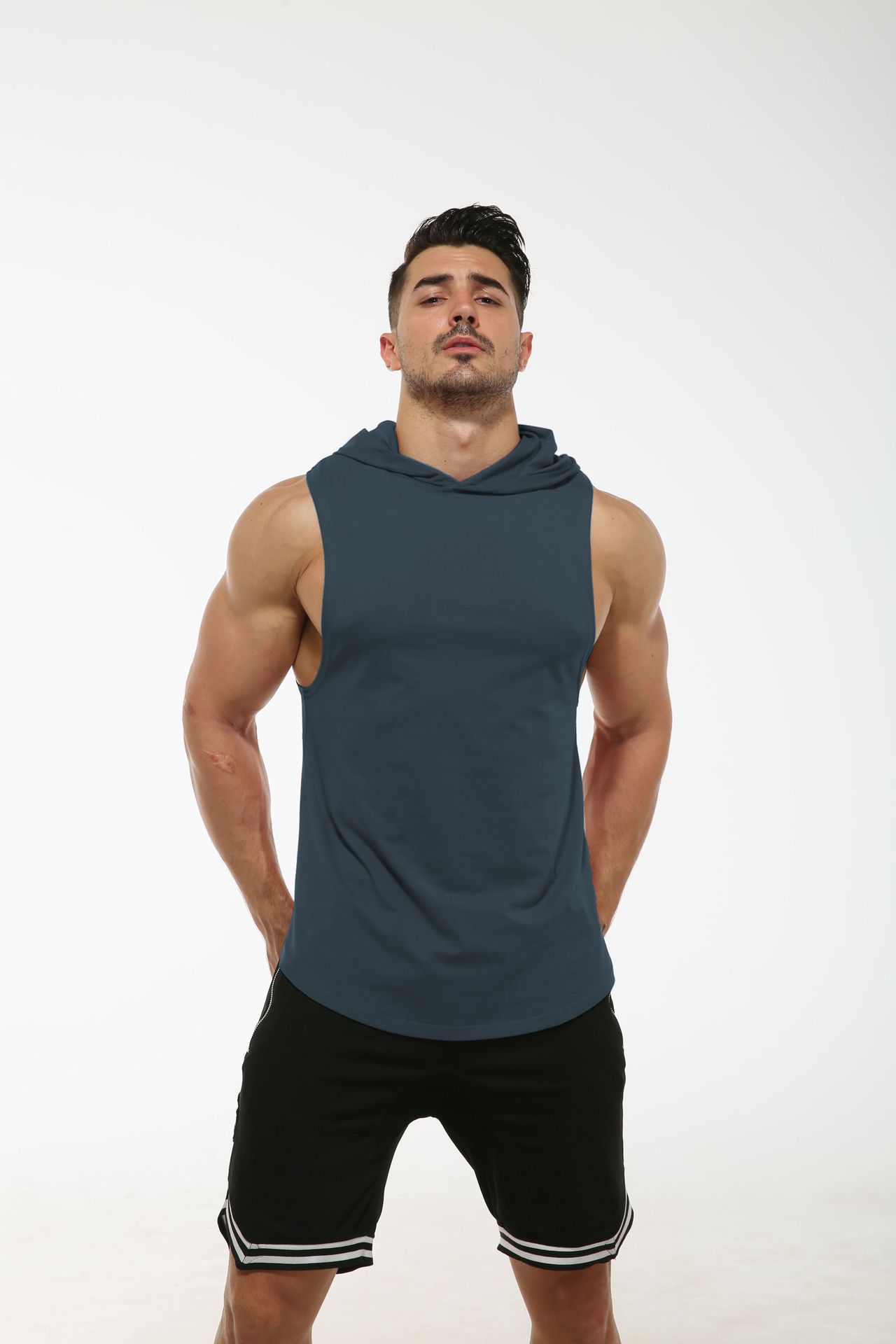 Mens Hoodie Solid Colors Sports Hooded Vest Elastic Sleeveless Curved Hem Fashion Sweatshirt Sportswear Tracksuit For Men
Mens Hoodie Solid Colors Sports Hooded Vest Elastic Sleeveless Curved Hem Fashion Sweatshirt Sportswear Tracksuit For Men