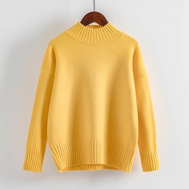 Women's Cashmere Turtleneck Sweater Winter Pullover Jumper Casual Knitted Long Sleeve White
