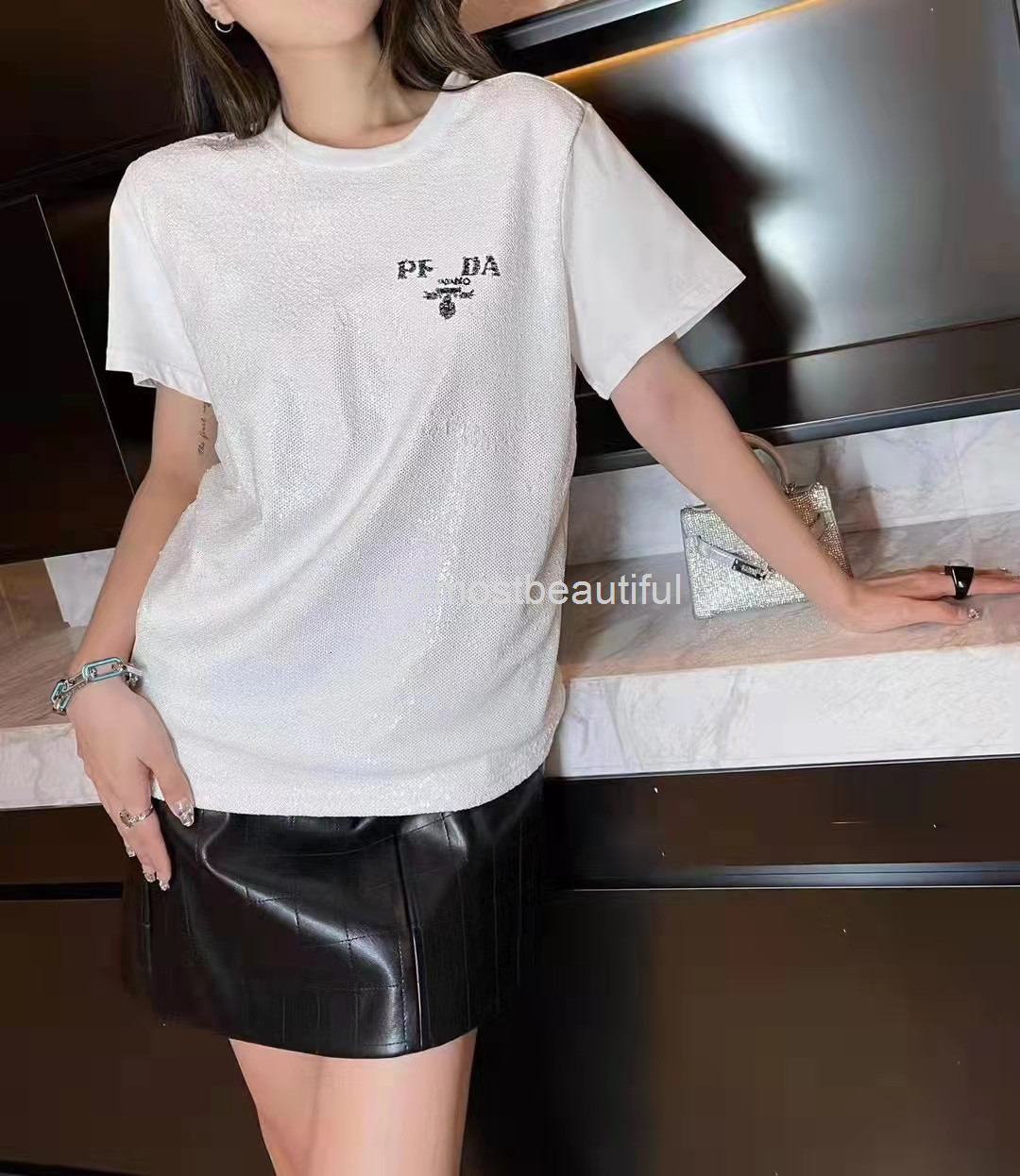Women's T-Shirt ss Mermaid woven Sequin embroidery heavy industry letter printing loose Short Sleeve Top Women, White
Women's T-Shirt ss Mermaid woven Sequin embroidery heavy industry letter printing loose Short Sleeve Top Women, White