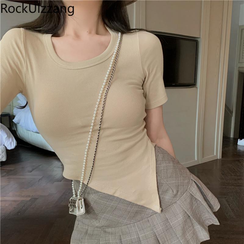 Women's T-Shirt Short Sleeve Irregular Split Solid Stretch Women Sexy Simple Casual Bandage T Shirt Crop Top Aesthetic Street Korean Tee, White
Women's T-Shirt Short Sleeve Irregular Split Solid Stretch Women Sexy Simple Casual Bandage T Shirt Crop Top Aesthetic Street Korean Tee, White