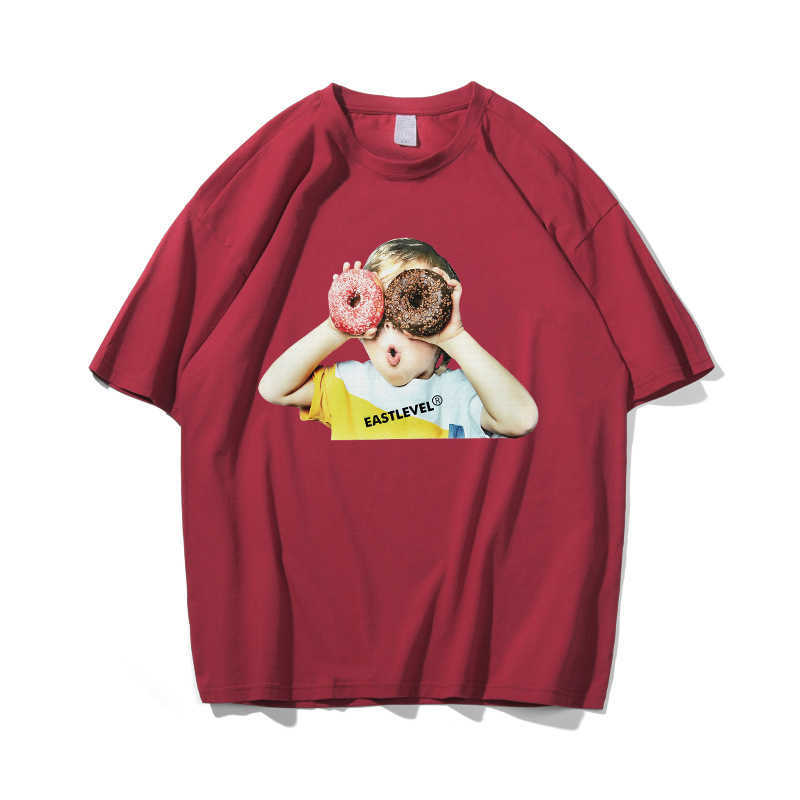 Donuts Boy Hip Hop Oversize T Shirt Men Streetwear Korean Tshirt Short Sleeve Cotton Loose HipHop T-Shirt Couple Summer 210603