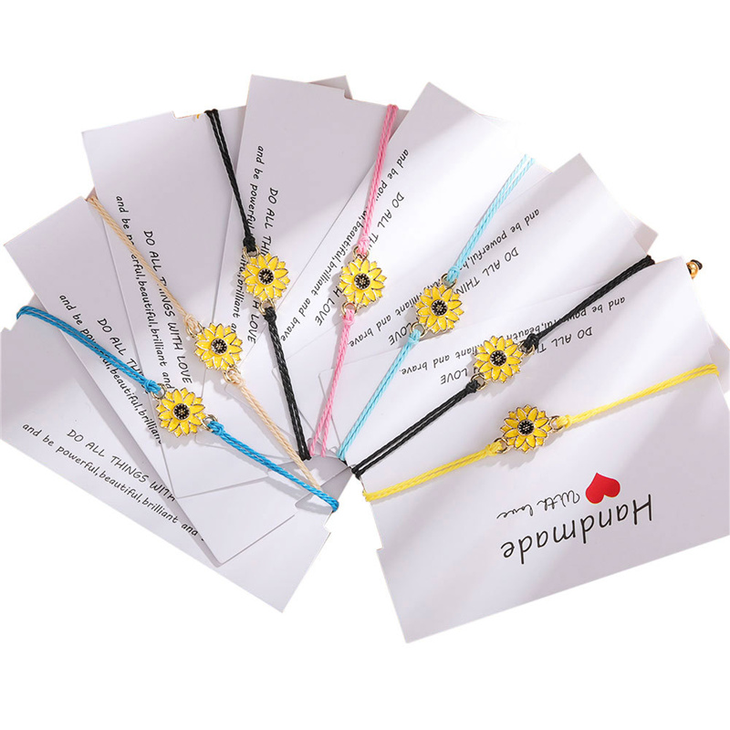 Sunflower Charm Bracelets Adjustable Braided String Bangle Jewelry Gift for Women Men With Card
Sunflower Charm Bracelets Adjustable Braided String Bangle Jewelry Gift for Women Men With Card