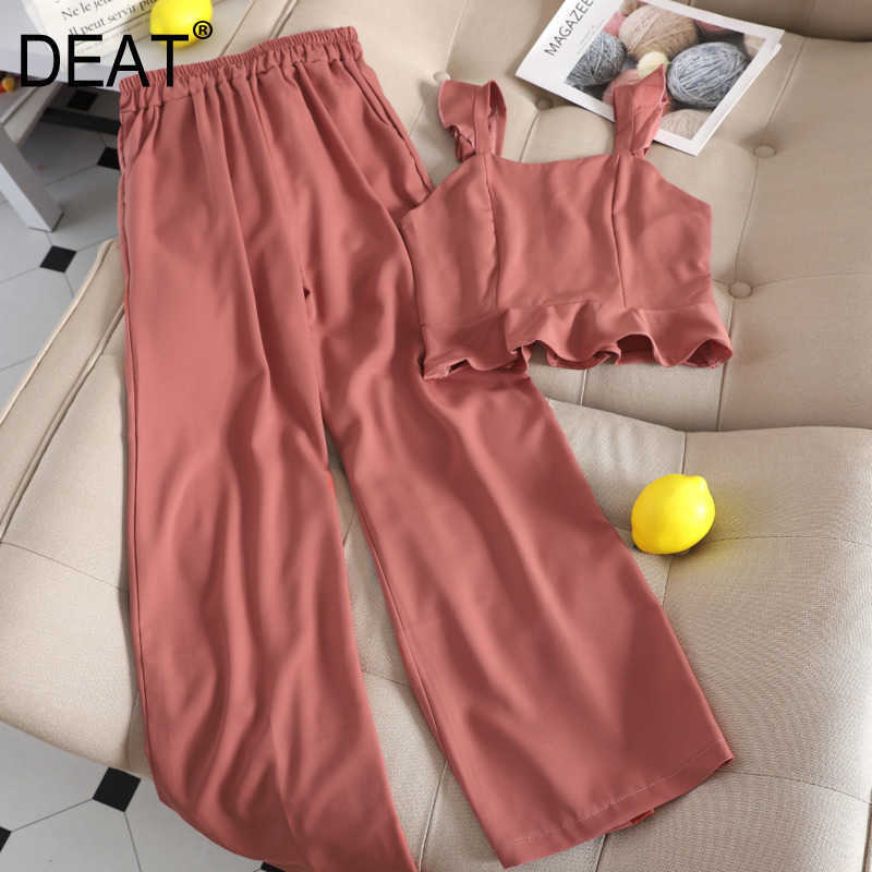 DEAT Women Long Pants arrivals Sling Ruffles Backless Temperament Two Piece Set Fashion Spring Summer 11D373 210709, Green
DEAT Women Long Pants arrivals Sling Ruffles Backless Temperament Two Piece Set Fashion Spring Summer 11D373 210709, Green