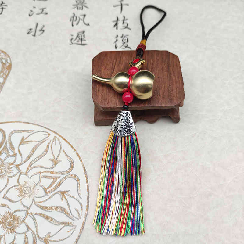 Key Rings Tassel Copper Gourd Bag Hanging Chinese Style Colorful Chain with Exquisite Gifts