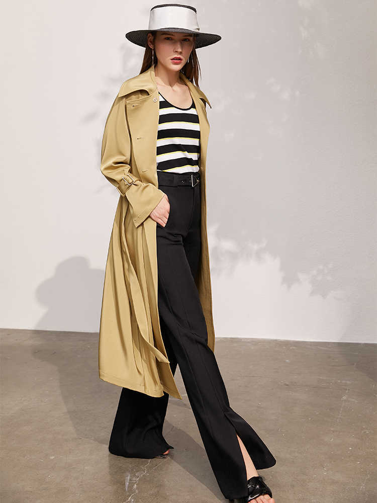 Minimalism Spring Summer Women's Pants Offical Lady Solid Belt Loose Female Chiffon Causal Women Trousers 12170111 210527