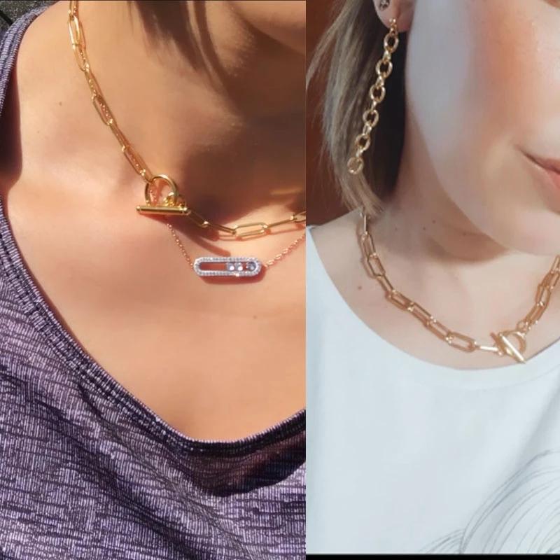 Chokers Toggle Clasp Choker Stainless Steel OT Buckle Thick Chain Necklaces For Women Gold/Silver Color Metal