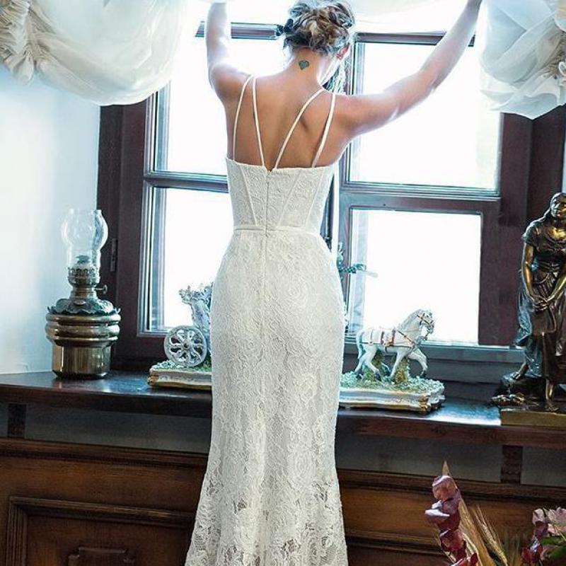 Women Dress Asymmetry White Lace Dresses Plus Size Sleeveless Long Mermaid 210524