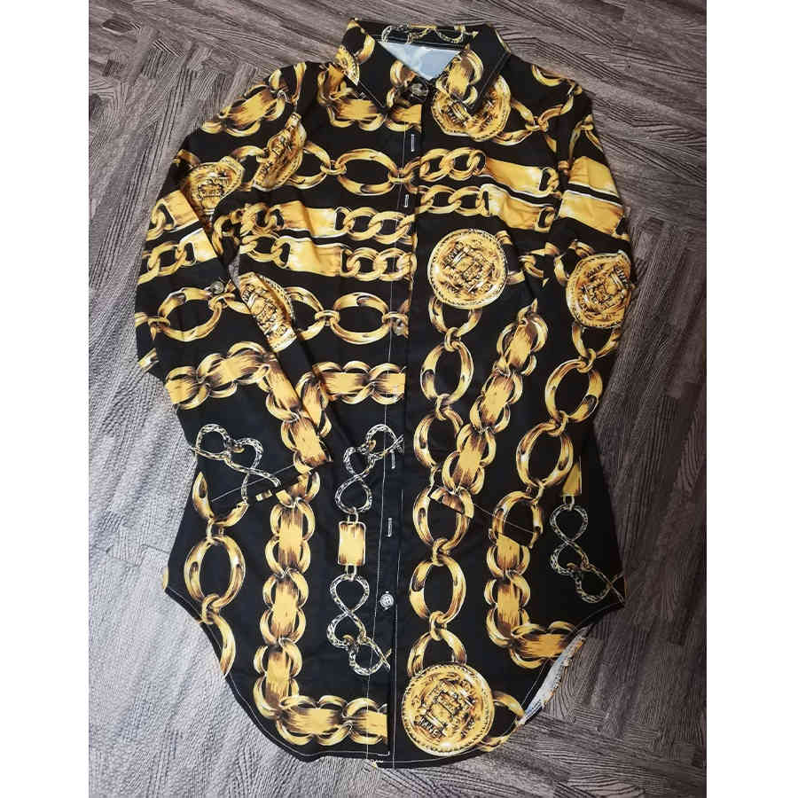 explosion models casual ladies shirt dress fashion printed shirt collar dress multi-color optional 210409