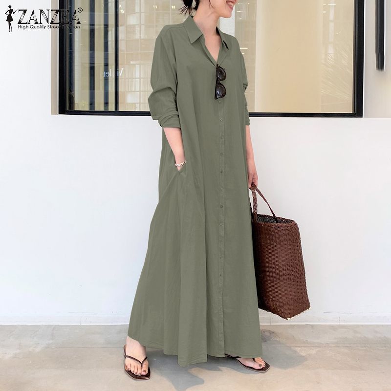 2021elegant printed shirt dress womens autumn sundress zanzea casual long sleeve maxi vestido female lapel button robe plus size, Black;gray
2021elegant printed shirt dress womens autumn sundress zanzea casual long sleeve maxi vestido female lapel button robe plus size, Black;gray