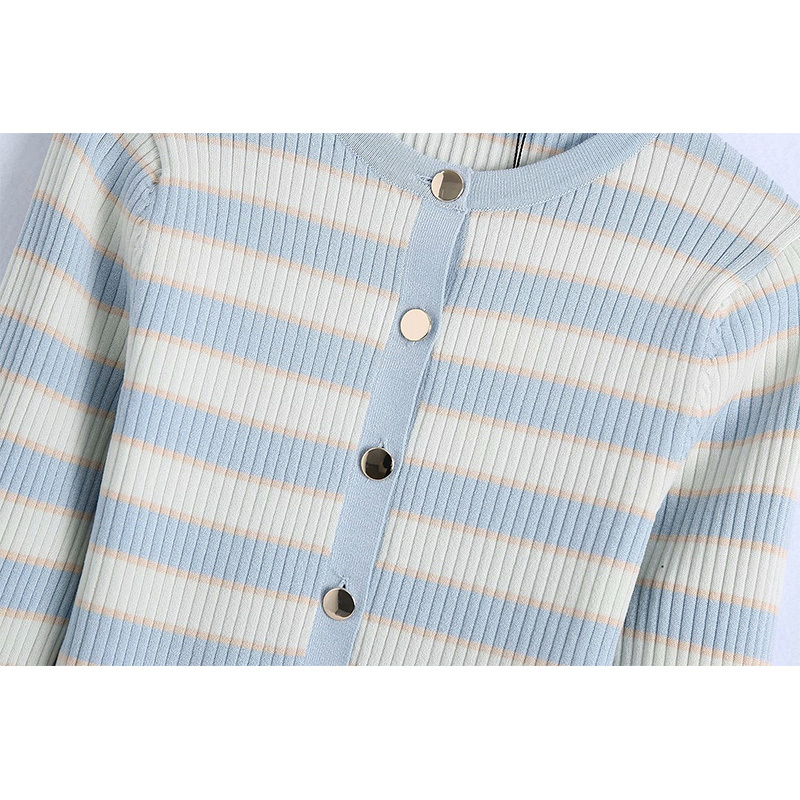 Women Two Piece Set Striped Knitted Cardigan Sweater & Sling Midi Dress Fashion Casual Woman 2 210517