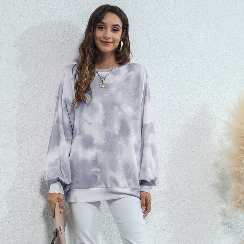 Spring women tie dye hoodies Women loose Hoody Sweatshirt Pullover Casual Tops Lady Loose Long Sleeve 210524