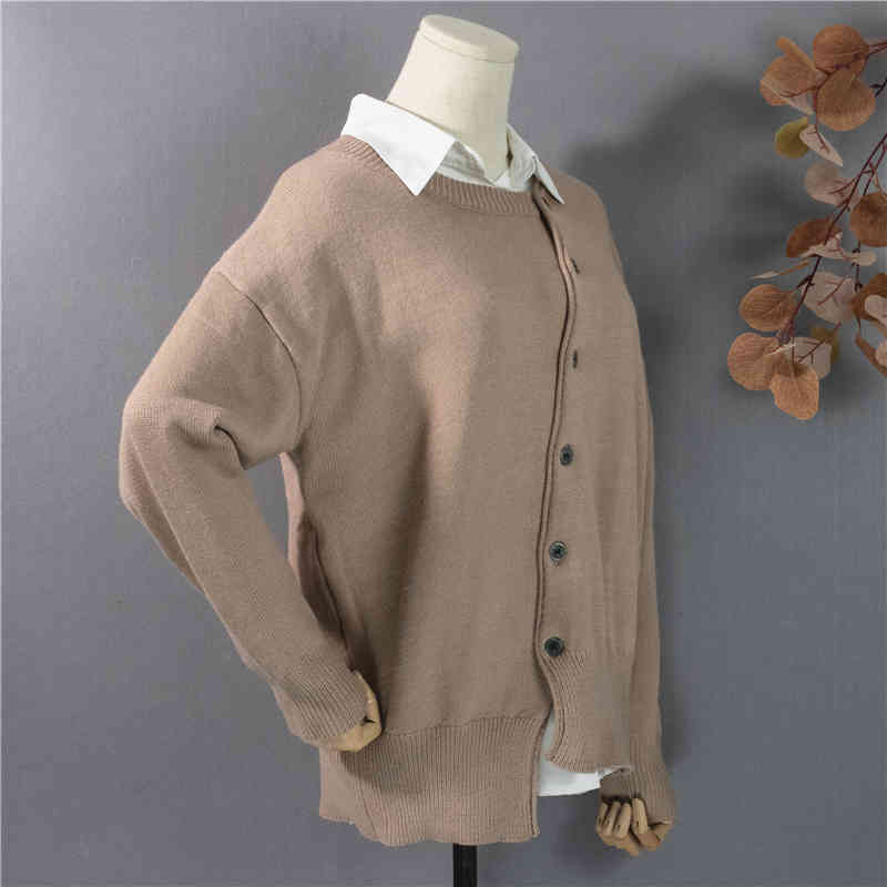Colorfaith New Winter Spring Women's Sweaters Irregular Buttons Cardigans Fashionable Korean Ladies Knitwears SWC8562 210413