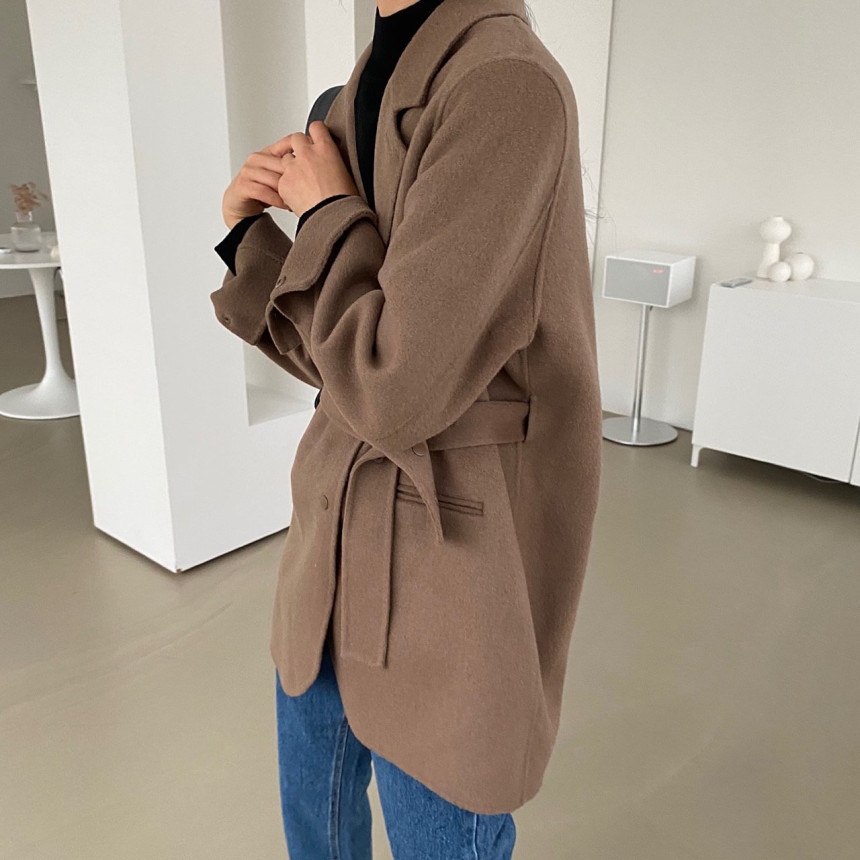 OL Notched Minimalist Solid Blazer Coat Autumn Winter Formal Work Wear Lace-up Women Blazers Suit Jacket Female 210421