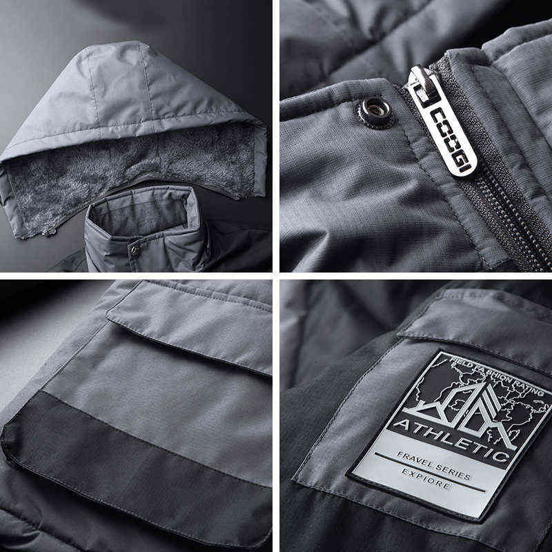 Men Autumn Winter Warm Waterproof Jacket Casual Thick Outwear Windproof Hat Parkas Plus Size L9Xl 211214Z