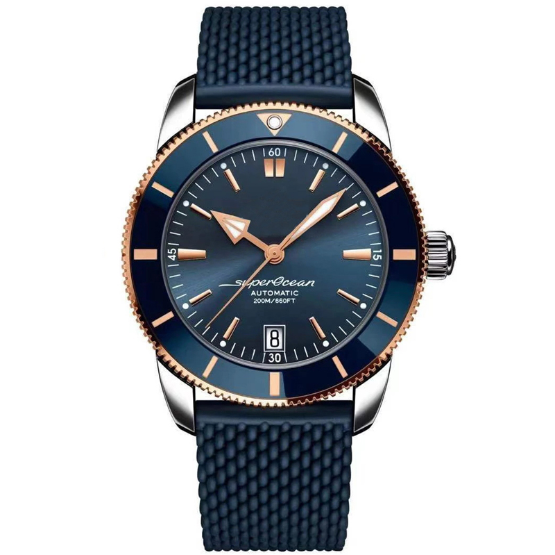 New Mens Watch Automatic Mechanical Sapphire Ocean Stainless Steel Stainless Rotatable Bezel Rose Gold Silver Blue Rubber, Make waterproof 50m
New Mens Watch Automatic Mechanical Sapphire Ocean Stainless Steel Stainless Rotatable Bezel Rose Gold Silver Blue Rubber, Make waterproof 50m