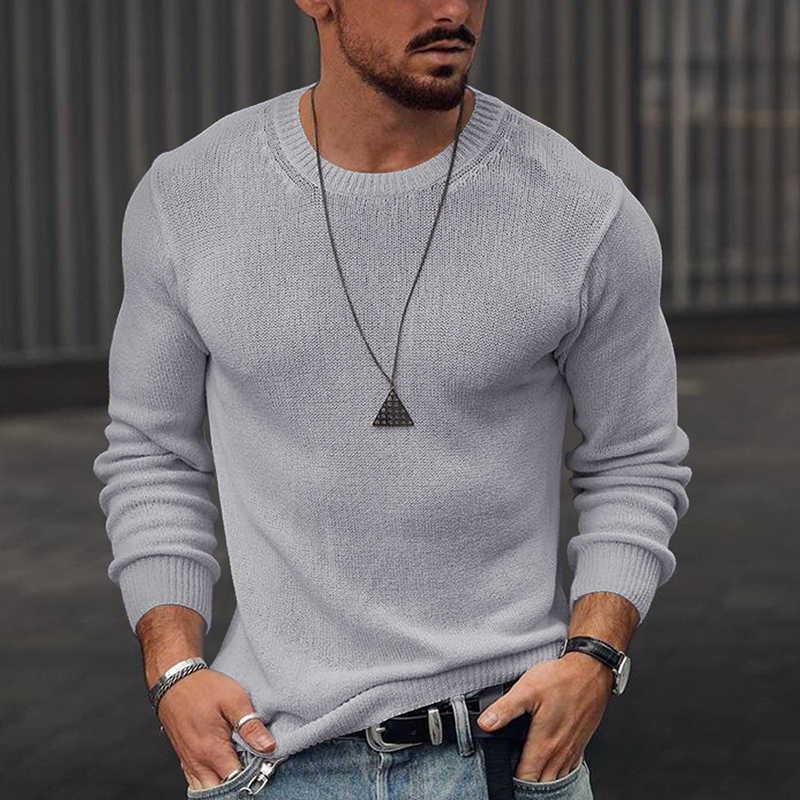 Men Spring Autumn Long Sleeve Sweaters Fashion Mens O-Neck Sweater Pullovers Streetwear Casual Solid Slim Knit Jumper Tops 211018