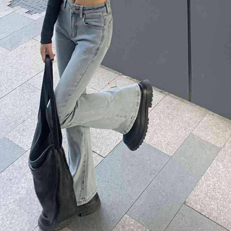 Women's High Waist Vintage Trumpet Jeans Female Lady Streetwear Fashion Elastic Slim Denim Flare Boot Cut Pants For Women 211112