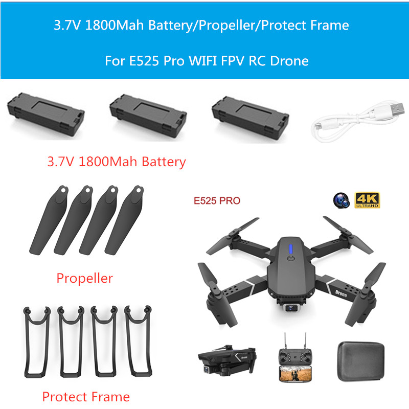 E525 PRO LS-E525 Pro Wifi FPV RC Drone 3PCS or 2pcs 3.7V 1800mAh Battery Propeller Protect Frame E525pro Accessories
E525 PRO LS-E525 Pro Wifi FPV RC Drone 3PCS or 2pcs 3.7V 1800mAh Battery Propeller Protect Frame E525pro Accessories