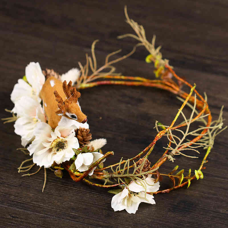 Wedding Hair Jewelry Accessories Sen Female Department Deer Wreath Exquisite Headflower Shooting Photo Props Dress Bridesmaid Headdress