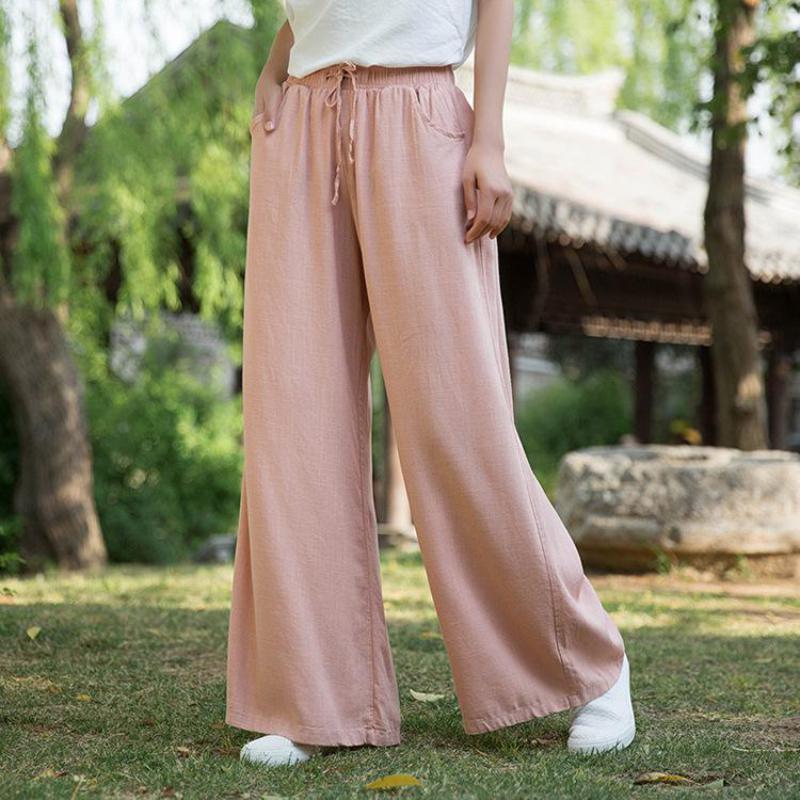 Johnature Full Length Loose Elastic Waist 6 Color Wide Leg Pants Autumn Cotton Linen Comfortable Women Lace Up Pants 210521, Pink
Johnature Full Length Loose Elastic Waist 6 Color Wide Leg Pants Autumn Cotton Linen Comfortable Women Lace Up Pants 210521, Pink