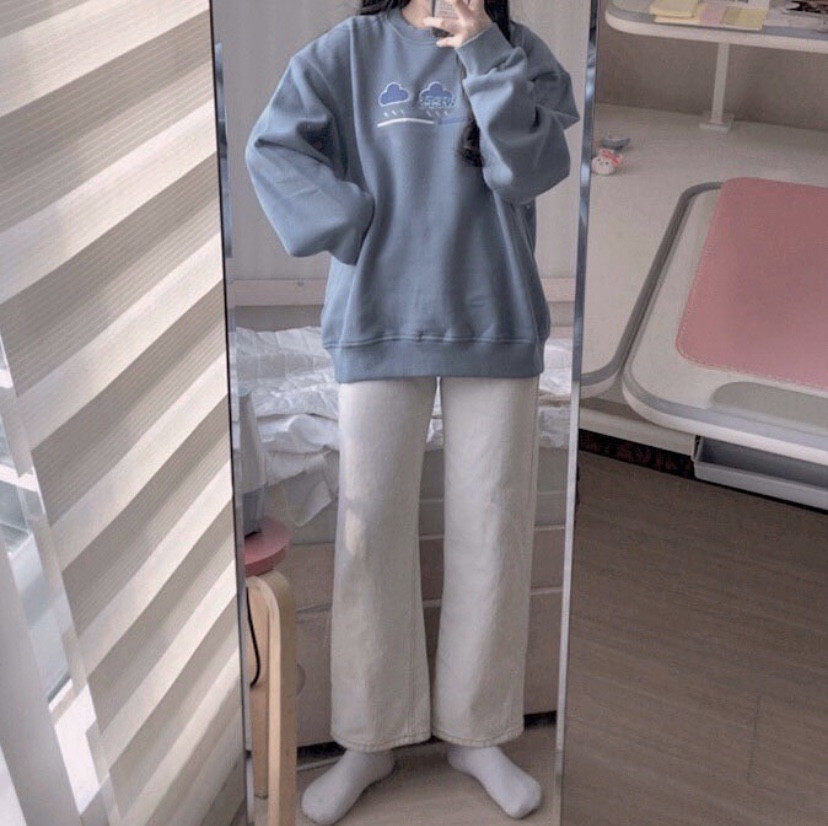 Nomikuma Korean Cloud Letters Pullover Sweatshirt Causal Long Sleeve O-neck Hoodies New Fashion Women Top Jumpers 6D769 210427