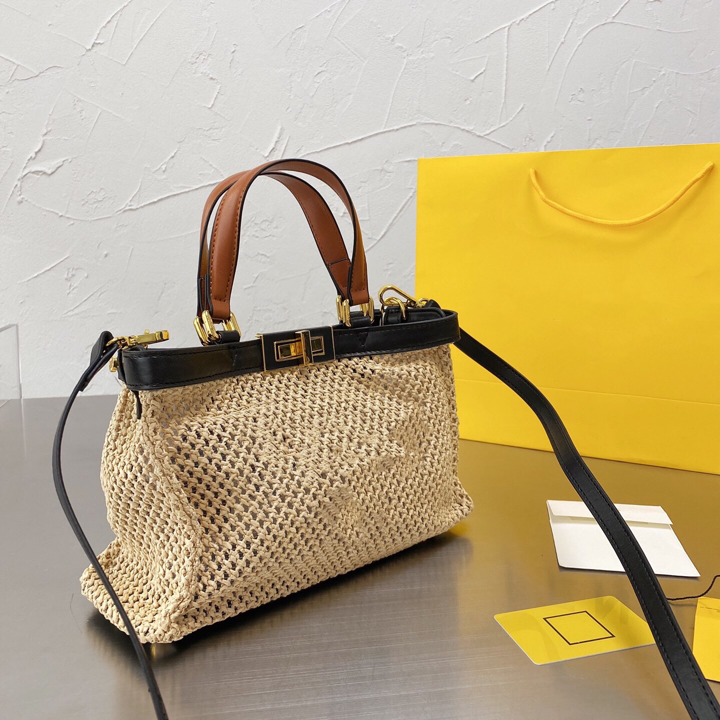 2021 Peekaboo Lafite Hand-woven Tote Bag Hollow Out Resort Travel Handbag Leather Handle Color Contrast Patchwork Shoulder Package Artistic Sense Of Haute Couture, 111
2021 Peekaboo Lafite Hand-woven Tote Bag Hollow Out Resort Travel Handbag Leather Handle Color Contrast Patchwork Shoulder Package Artistic Sense Of Haute Couture, 111
