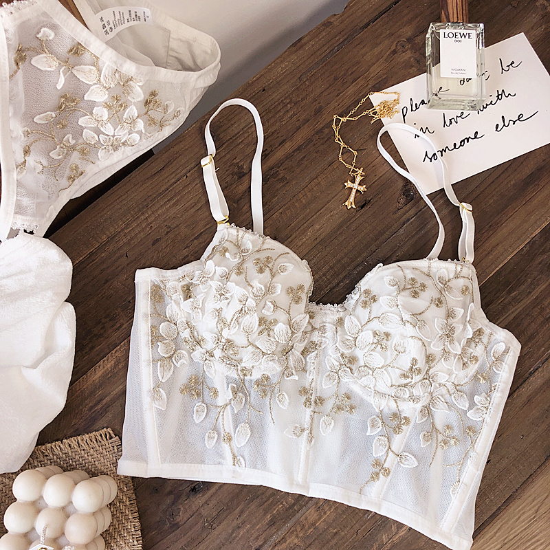 French white floral embroidery romantic thin cup with pad women sexy push up underwear bra sets adjustable lengthen lingerie
French white floral embroidery romantic thin cup with pad women sexy push up underwear bra sets adjustable lengthen lingerie