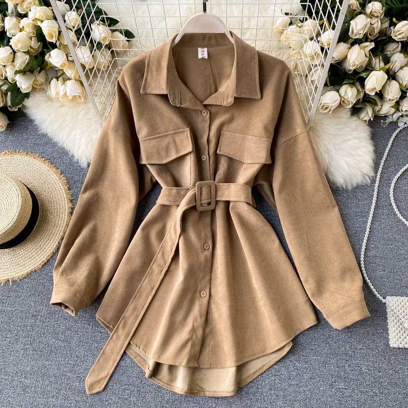 Women 2021 Autumn Winter Shirts Retro Cargo Style Pockets Long-Sleeved Shirt Puff Sleeve Bandage Nipped Waist Tops Female PL438, Brown
Women 2021 Autumn Winter Shirts Retro Cargo Style Pockets Long-Sleeved Shirt Puff Sleeve Bandage Nipped Waist Tops Female PL438, Brown