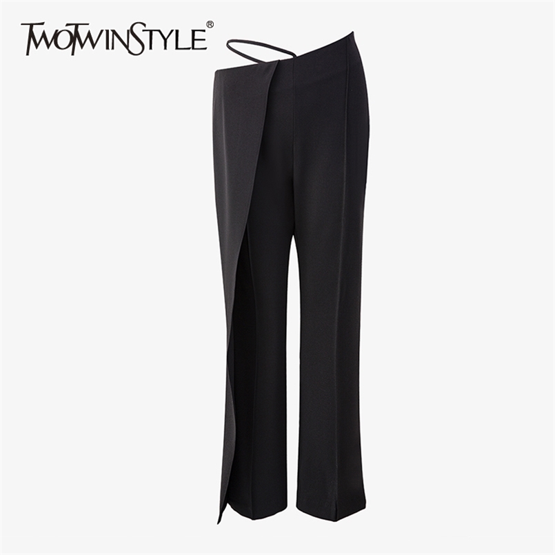 Black Irregular Trousers For Women High Waist Lace Up Bottom Split Full Length Straight Pants Female Spring Fashion 210521
Black Irregular Trousers For Women High Waist Lace Up Bottom Split Full Length Straight Pants Female Spring Fashion 210521