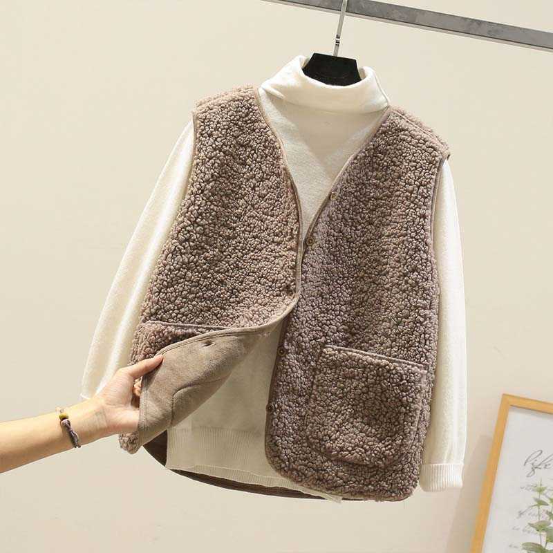 Autumn Fleece Waistcoat Women Winter White Vest Ladies Warm Thick Sleeveless Jacket Vests For 210819