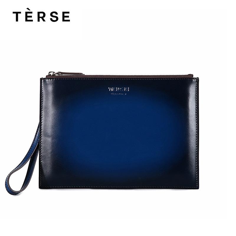 

Wallets TERSE 2021 For Men Genuine Leather Clutches Fashion Good Quality Handmade Purse Hand Bag Customize 9669, Blue