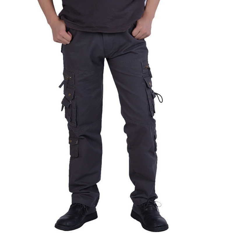 Mens Winter Pants Thick Warm Cargo Pants Casual Fleece Pockets Fur Trouser Plus Size Fashion Loose Baggy Joger Worker Male 201221