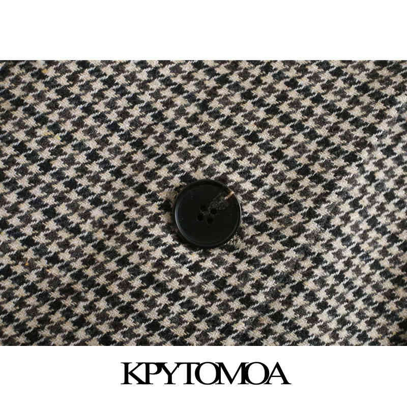 Women Fashion WIth Pockets Houndstooth Blazer Coat Long Sleeve Back Vents Female Outerwear Veste Femme 210420