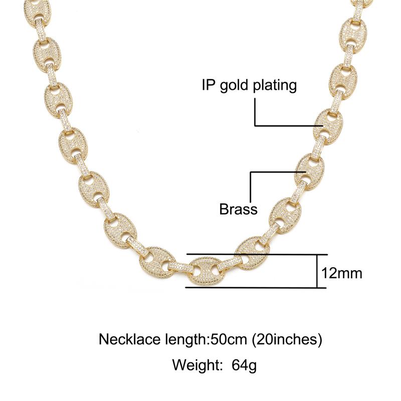Chains Hip Hop 12MM Coffee Bean Brass Copper Cubic Chain Necklaces Zircon CZ Necklace Bling For Men Women Jewelry
Chains Hip Hop 12MM Coffee Bean Brass Copper Cubic Chain Necklaces Zircon CZ Necklace Bling For Men Women Jewelry